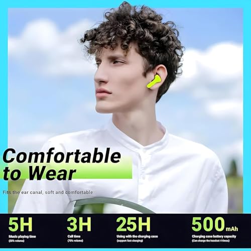 Image of Ultrapod Wireless Bluetooth in Ear Earbuds, Transparent Charging Case, Active Nois Cancellation, Led Digital Display, Quantum Sound Pods,Touch Control, Water Resistant Green