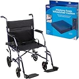 Carex Transport Wheelchair with Cushion, 19 inch Seat - Folding Transport Chair with Foot Rests