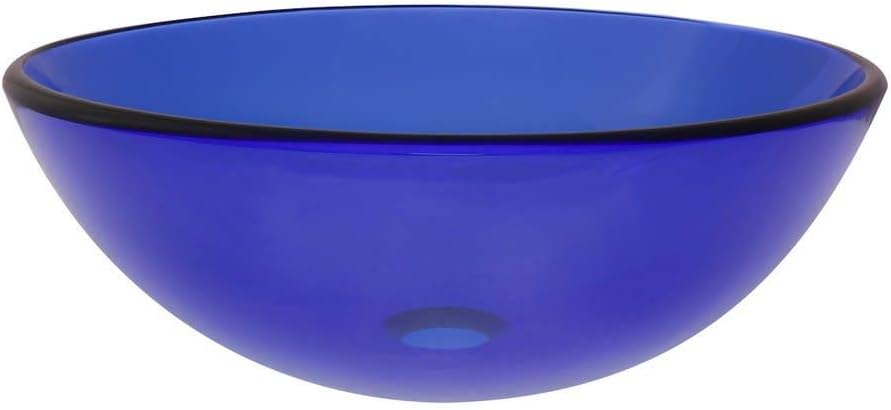 Miseno MNO-5208 Circular 16-1/2" Tempered Glass Vessel Bathroom Sink with Drain Included - Brushed Nickel Drain