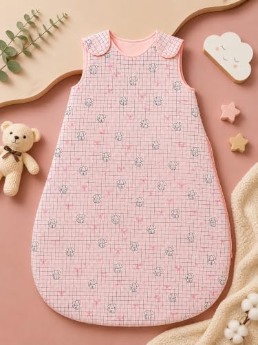 Image of TuddyBuddy Baby Cotton Wearable Quilted Sleeping Bag Blanket 1.5 Tog with 1 Way Zipper Closure | Ideal for Babies & Kids Hypoallergenic Fabrics | (Checkered Puppy - Pink, 12-18 Months)