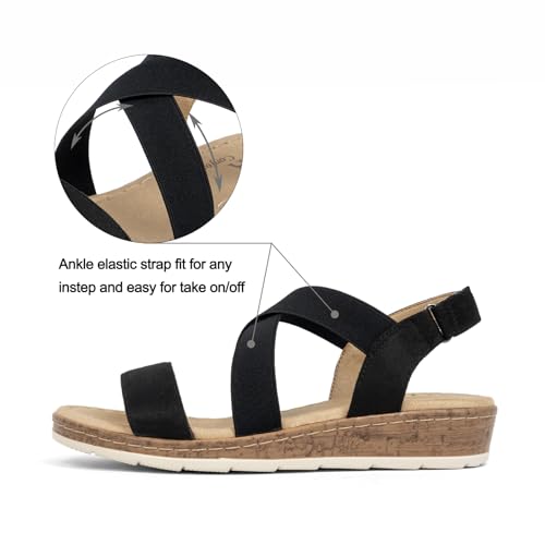 Image of VJH confort Women's Flat Sandals, Comfort Slip-on Elastic Ankle Strap Slingback Light Weight Casual Walking Sandals