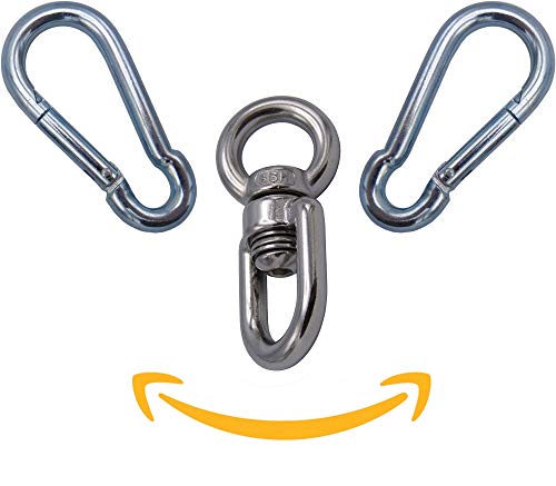KLIFFHÄNGER Dreh Wirbel mit Kugellager und Zwei Karabiner für Hängesessel | bis 140 Kg Edelstahl | Verschiedene Varianten Cover
