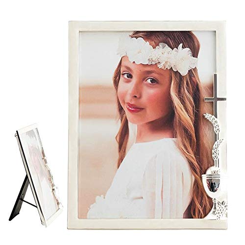 Inmaculada Romero IR Ramka na zdjęcia Portafotos 13 x 18 cm. Kubek na komunię emaliowany krzyż perłowy metaliczny brzeg