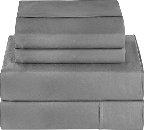 Utopia Bedding 4 Piece Bed Sheet Set - Microfiber Shrinkage and Fade Resistant Sheet Set, 1 Flat Sheet, 1 Fitted Sheet, 2 Pillowcases (Queen, Grey)