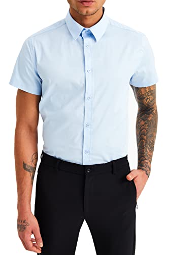 Leif Nelson Hemd Herren für Freizeit | Slim Fit Kurzarm Hemd Herren...
