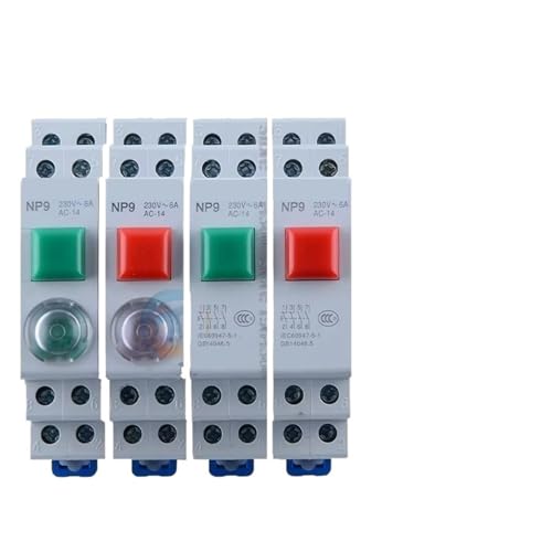 Interrupteur à bouton-poussoir NP9 rail DIN 220V avec voyant LED vert