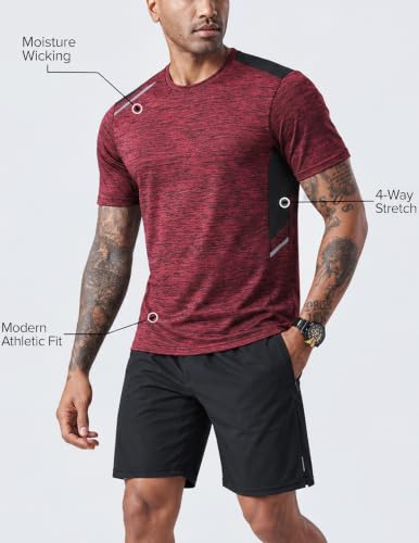 Image of 5 Pack Men's Active Quick Dry Crew Neck T Shirts | Athletic Running Gym Workout Short Sleeve Tee Tops Bulk