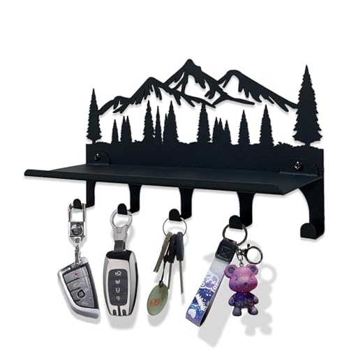 Monlyey MON-H-2 Key Holder For Wall | Metal Decorative Wall Mounted Mountain Key And Mail Holder With Shelf | 2 In 1 Key Hooks thumb #1