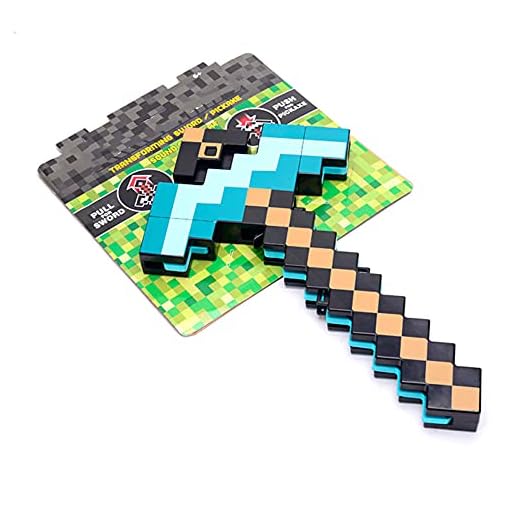 Minecraft Diamond Sword, Diamond Pickaxe Two-in-one Deformation, Two Forms, Made of PVC, Without Any Dangerous Game Model, Ultra-real Series