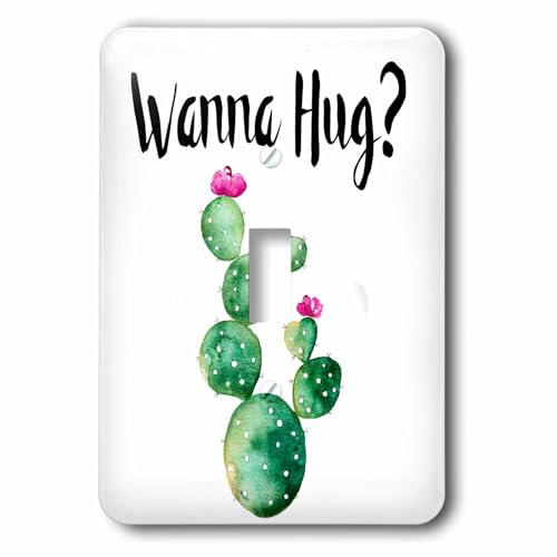 3dRose Wanna Hug With A Flowering Watercolor Cactus single toggle switch
