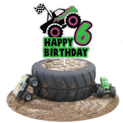 Decoración para tarta de cumpleaños con temática de camión de Big Wheels – Fiesta de cumpleaños temática de coche para niños o niñas, o decoración de fiesta temática de camión, SugarGera (6)
