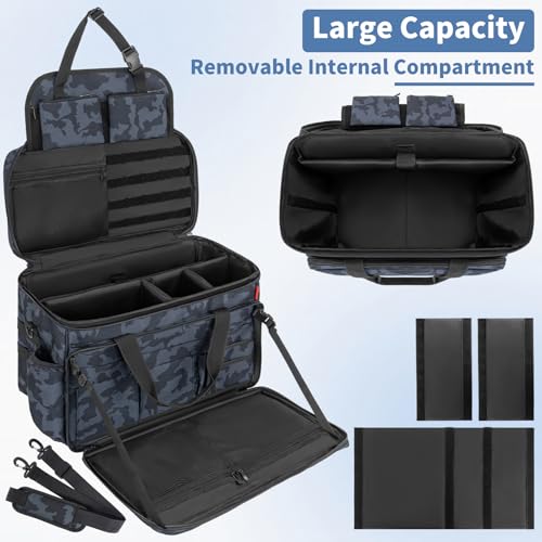 Image of Patrol Bag Law Enforcement, Police Gear Bag Car Front Seat Organizer for Police with Laptop Layer and Cup Holders, MOLLE System, Fits Vehicle Passenger Seat, Black Camo