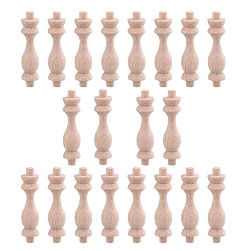 20 Pcs 7.6X1.8cm Beech Unpainted Unfinished Wood Craft Spindles Baluster for Home Restaurant Decor Repair Decoration