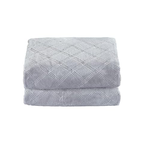 CREVENT Grey Flannel Fleece Throw Blanket for Couch, Fluffy and Warm Suitable for All Seasons (127X152cm Light Grey) Cover