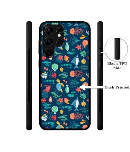 Image of Aquarium Texture Design Premium 2D Printed Metal Back Case Cover for Samsung Galaxy S22 Ultra 5G