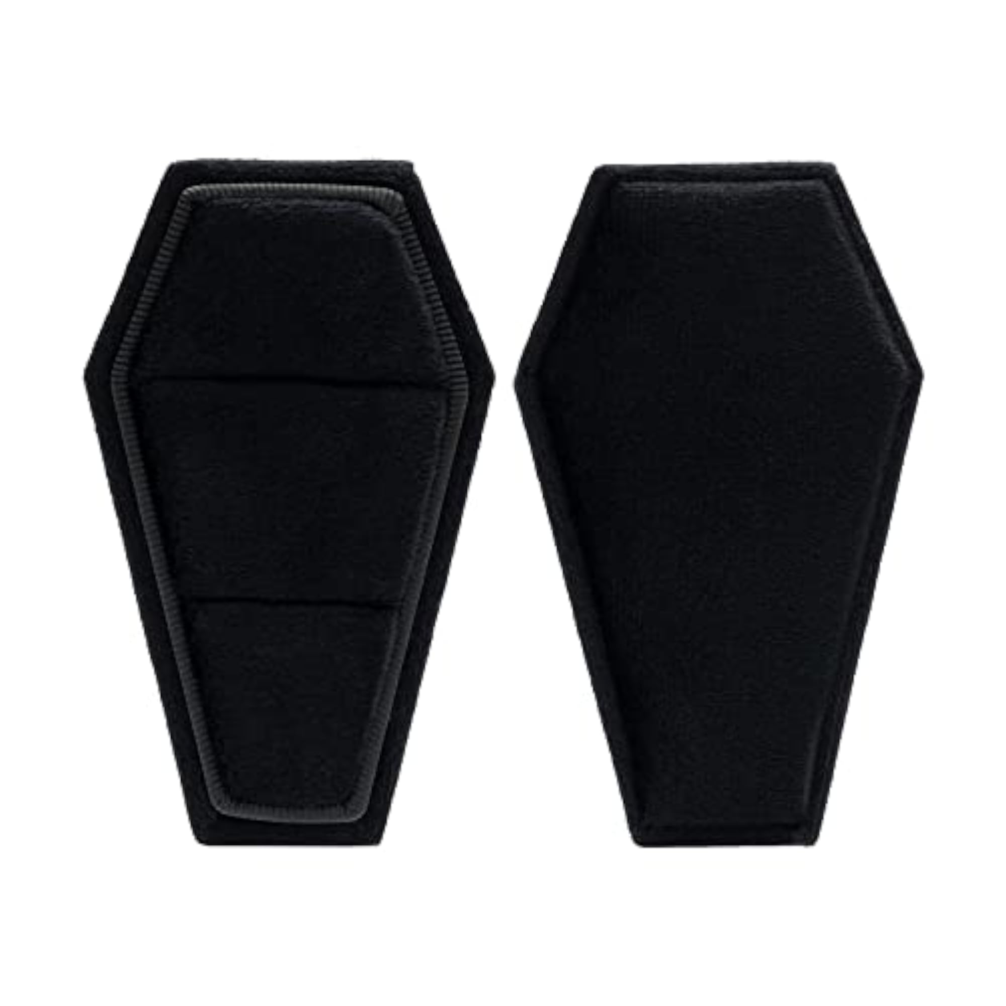 Black Coffin Velvet Box Double Display Holder