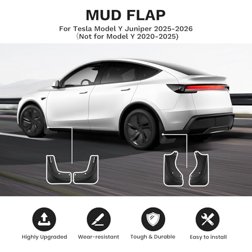 Image of Shademax Custom for 2025 2026 Tesla Model Y Juniper Mud Flaps Splash Guards for Model Y Juniper Accessories Tire Protector No Drilling No Tape Mudflaps Kits All Weather Protection (Set of 4)