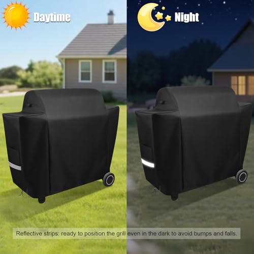 QuliMetal Grill Cover for Traeger Ironwood 885 Wood Pellet Grill, BAC513, Heavy Duty Premium Waterproof Fade Resistant Outdoor BBQ Grill Cover with Elastic Drawstrings, Full Length, Black by QuliMetal - Image 6