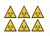 Biohazard Caution Warning Hard Hat Toolbox Biker Motorcycle Helmet Sticker 2 inch Triangle - Set of 9