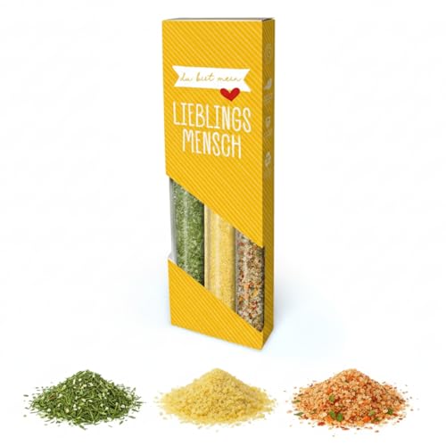 3er Set Gewürze „Lieblingsmensch“ – Kräutersalz, Ingwer-Zitrone & Alleskönner-Salz im...
