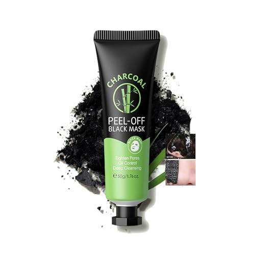 DLZZRS Charcoal Peel-Off Black Mask, Moisturizing & Soothing Facial Masks, Oil Control Gentle Exfoliation Clean & Tighten Pores Charcoal Black Mask, Strengthens Skin Barrier for Women Girls, 1.76oz
