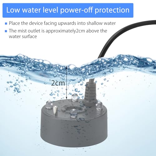APOMOONS Aquarium Nebelmaschine, Ultraschall Nebler Vernebler USB LED Farbwechsel Nebelgerät mit Wassermangelschutz für Brunnen Teich Aquarium Einfach zu Bedienen 5 V