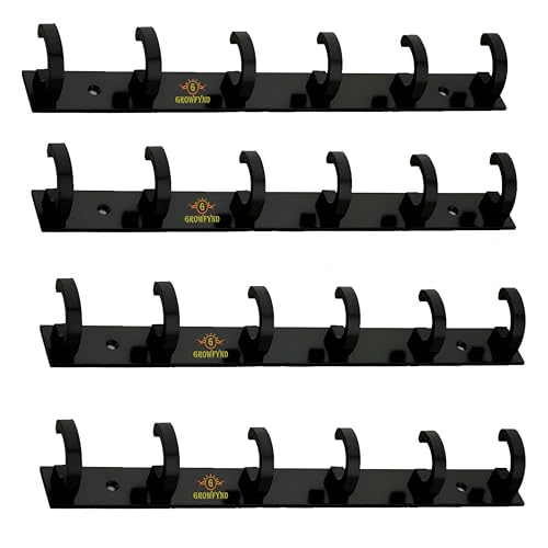 Image of Heavy Duty C Type Stainless Steel Cloth Hanger Suitable for Bathroom Bedroom Kitchen Wall Hook Rail Hanging Scarf Coat Keys Tie, Towel Door Robe (6 Pin Black, Pack of 4)