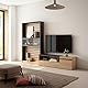 Skraut Home | Wohnwand Wohnzimmer | Wohnzimmermöbel, Möbelset | 260x186x35cm | Für TV-Geräte bis zu 65 | Elektrokamin | Moderner Stil | Eiche Schwarz