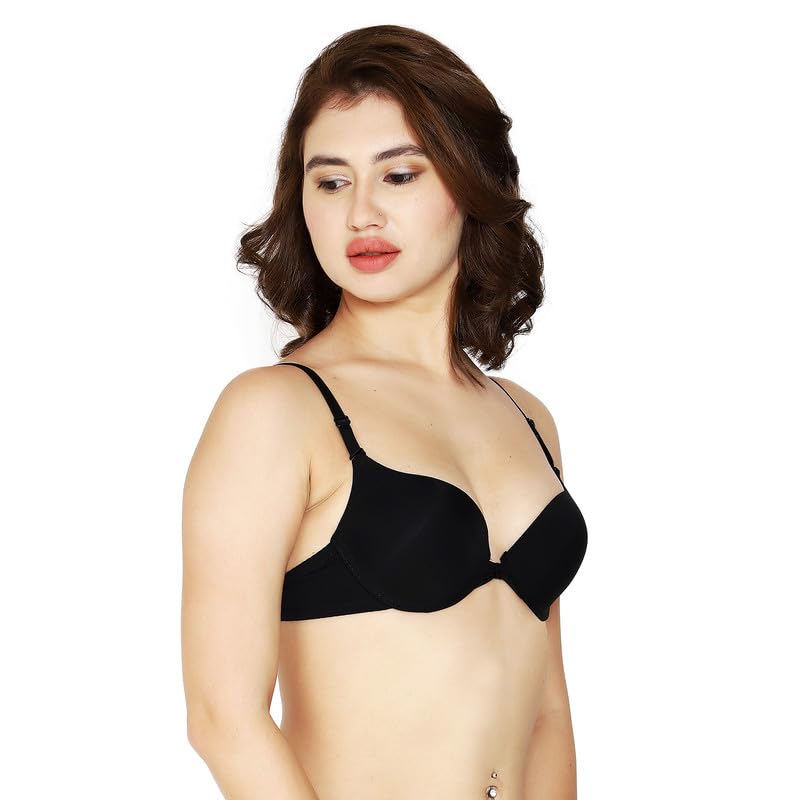 Image of Brachy Women's Front Closure Multiway Padded Push-Up Bra, Seamless Wired T-Shirt Bra FOPPD01