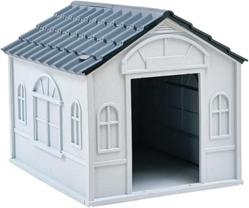 Tonain犬用ケージ ジ 大中型犬 ドア付きのアップグレードされたプラスチック製の大型犬小屋 全天候型防水防風用屋外屋内 (グレー,大 75*65*63cm,ドアなし)