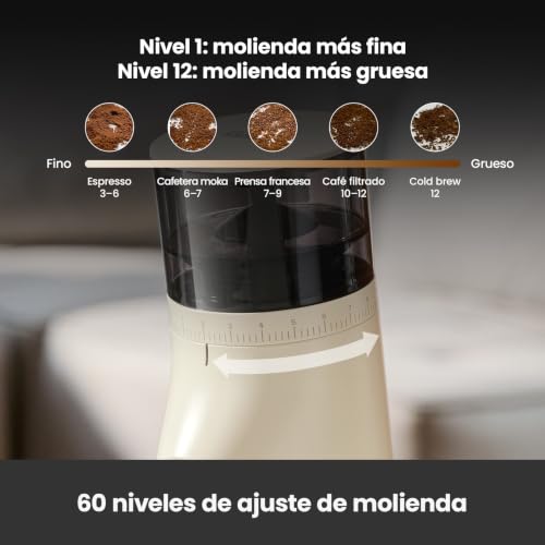 Image of Gemilai Electric Conical Burr Coffee Grinder, Coffee Bean Grinder with Smart 60S Timer, 60 Precise Adjustable Grind Settings for Espresso, 2-12 Cup, Easy to Clean, Durable & Quiet, G9010B White