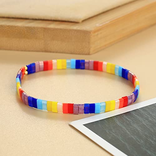 Image of KELITCH Women Tila Beads Stretch Bracelets Handmade Women Charm Strand Beaded Bracelets Summer Jewelry