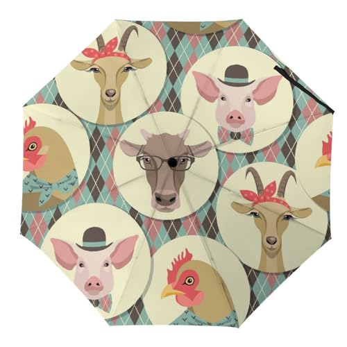 Parapluie compact automatique mignon dinosaure robuste pour le voyage