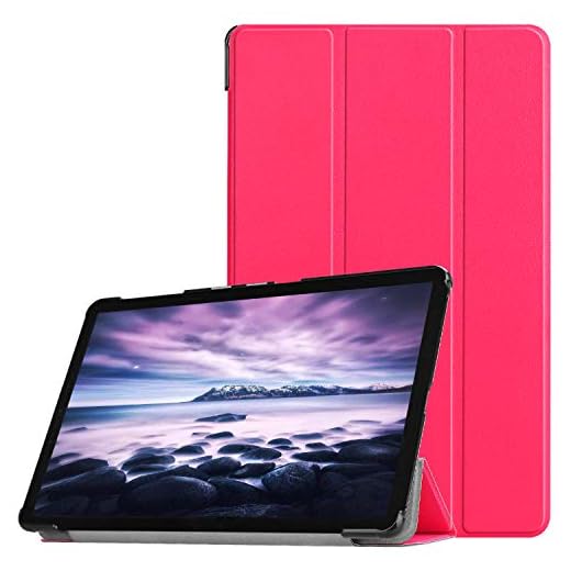 Lobwerk skyddande fodral för Samsung Galaxy Tab A SM-T590 SM-T595 SM-T597 10,5 tum smart fodral med automatisk sömn/vakna + stylus penna Mörkrosa
