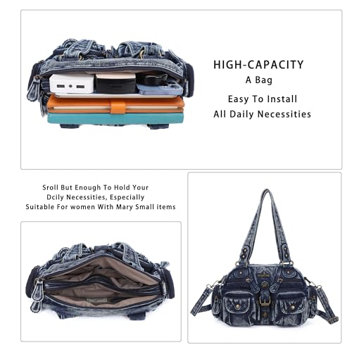 Image of Angel Kiss Hobo Crossbody Purses for Women Shoulder Bag Multipocket Soft Hobo Purses Removable Strap Leather Handbags