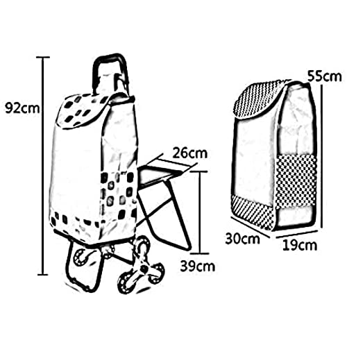 Eortzzpc Handwagen Kollaps Große Kapazität Leichte Räder Einkaufen Trolley Push Pull Cart Mit Tasche 6 Räder Klettern… – Bild 3