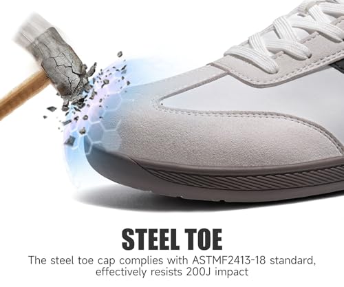 Image of LARNMERN Steel Toe Skate Shoes Men Safety Work Sneakers Wide Toe Box Barefoot Zero Drop Non Slip Shoe