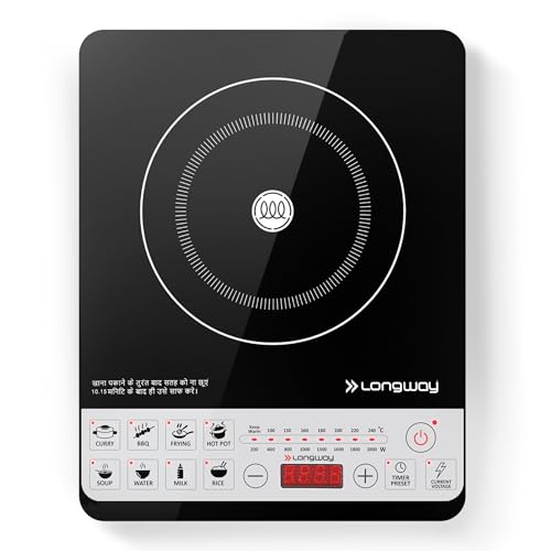 Longway Cruiser IC 2000 Watt Induction Cooktop with Auto Shut-Off & Over-Heat Protection With 8 Cooking Mode & BIS Approved | 2-Year Warranty | (Black