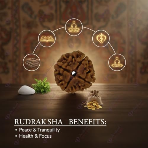 Image of Arihant Gems and Jewels 4 Mukhi Nepali Rudraksha | Natural & Certified | Astrological Four-Faced Rudraksha for Positive Energy | Unisex for Men & Women