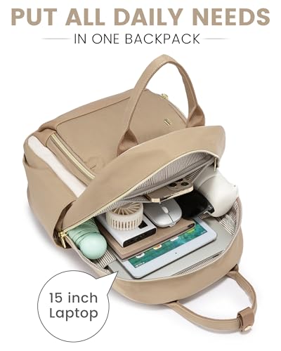 Image of LOVEVOOK Mini Backpack Purse for Women, Small Backpack Bag, Light Weight Stylish Backpack for Daily Travel, Khaki-Beige-Light brown