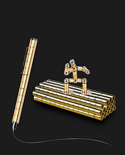 Ozawt Decompression Fidget Magnetic Pen Toy, Magnet Ballpoint Black Pens,Stylus pens for Touch Screens, Metal Magic Stress Relief Ball Pen for Aldult Child (Gold), M
