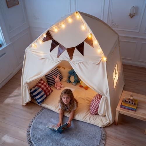 Kids Play Tent with Star Lights and Flags - Image 6