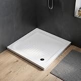 Kiamami Valentina - Piatto Doccia Quadrato 90x90 cm Antiscivolo Salvaspazio in Ceramica con Tre Lati Smaltati Topazio 12 cm Altezza | Antiscivolo