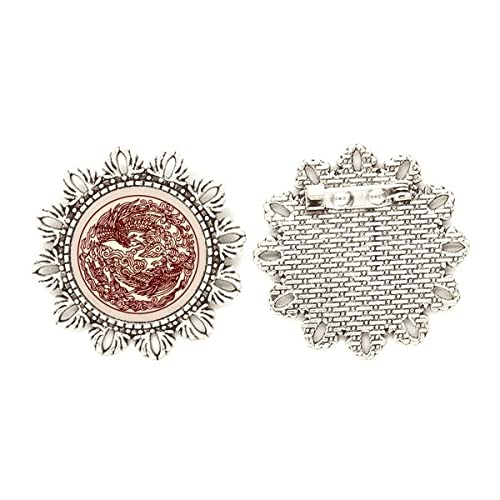 Broche de dragón chino en plata de ley talla mediana