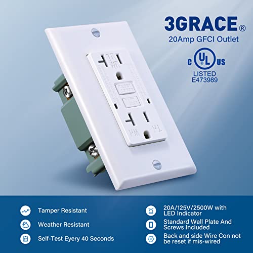 Sortie GFCI 20A blanche résistante aux intempéries avec plaque décorative - 2