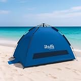 ROFFT 2-Person Pop-Up Camping Tent – Instant Setup, Water-Resistant, Lightweight Dome with Dual Mesh Doors & Extensible Porch – Ideal for Beach, Hiking & Backpacking (Blue)