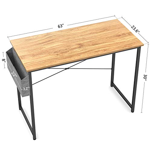 Image of Cubiker Computer Desk, Home Office Writing Study Desk, Modern Simple Style Laptop Table with Storage Bag (63.2, Natural)