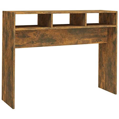 vidaXL Table Console Table d'Appoint Meuble d'Entrée Table sous Miroir Meuble de Couloir Intérieur Chêne Fumé 105x30x80 cm Bois d'Ingénierie