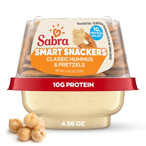 Sabra Snackers Classic Hummus with Pretzels, Individual Hummus Cup for On the Go Snacks, 4.56 Oz