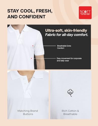 Image of Scott International Cotton Polo T Shirt | Collar Tshirts | Half Sleeves Plain T Shirt | T-Shirt |Tshirt for Men Stylish | Men's Tshirt